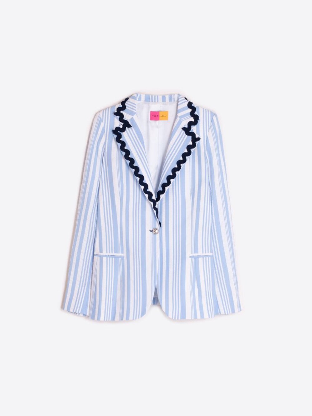 Vilagallo Light Blue Striped Blazer with Navy Trim